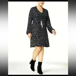 Michael Michael Kors Metallic Star Print Sheath Dress Plus Women OX Black Blue